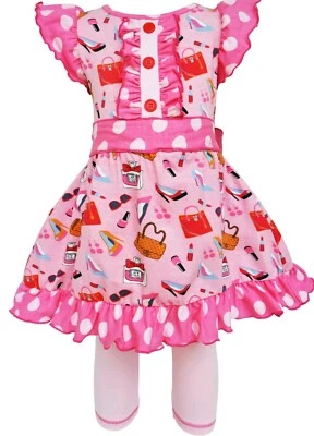 Ann Loren Little Girl's Pink Fashionista Design Dress & Capri Set-Size-6  - Image 1 of 4