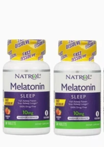 2PK Natrol Melatonin Fast Dissolve Tablets 10 mg Strawberry 100 tabs EXP 01/26 - Picture 1 of 1