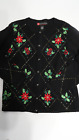I.b. Diffusion Sweater Beaded Embroidered Poinsettia Sz S Vintage Y2k Ramie Cott