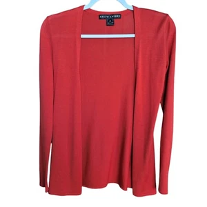 Ralph Lauren XS Black Label Red 100% Silk Open Cardigan Womens - Picture 1 of 5