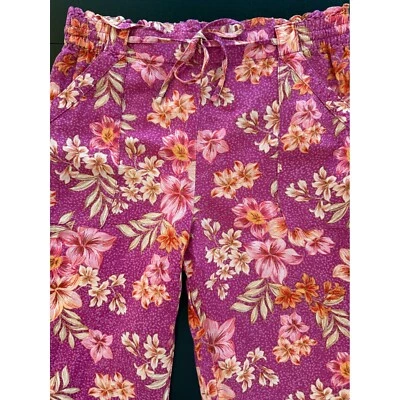 Pantalones de lino Ann Taylor para mujer L Petite pierna ancha recortados cómodos cintura tirar-on playeros Foto 1 de 4