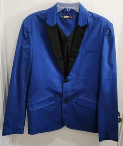 G by Guess Mens Tuxedo Jacket Suit Blue with Black Trim Size M Medium Cotton - Picture 1 of 12