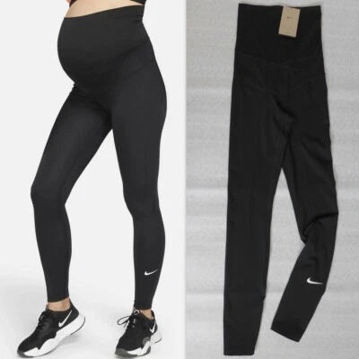 NIKE ONE DH1587 High-Waisted Leggings (Maternity) Size XS-Tall Black NEW - Image 1 of 4