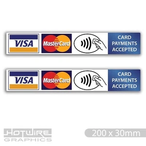 X2 (Pair) Credit Card Payment Stickers - Waterproof Vinyl - Shop & Taxi Windows - Bild 1 von 1