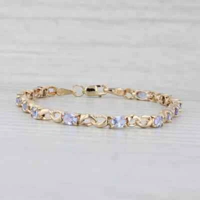 14K Yellow Gold Plated Oval Cut Simulated Aquamarine 4Ct  Women Tennis Bracelet - Image 1 of 4