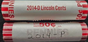 2014 P&D BU Unc. Lincoln Memorial Cents HEADS/TAILS Rolls - Picture 1 of 5
