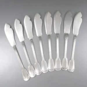 Antique French Silver Plated Fish Knives, Ercuis, Filets Pattern, 8 pcs - Picture 1 of 6