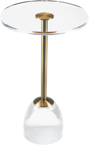 Acrylic End Table, Acrylic Side Table,Clear round Side Table with Brass-Colored 