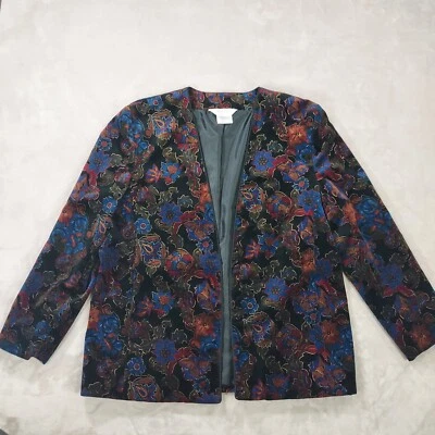 Chaqueta Blazer Vintage Tan Jay Mujer Terciopelo Talla 16 Frente Abierto Hecha en EE. UU. Foto 1 de 4