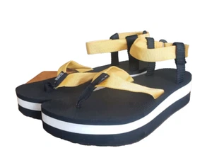Teva Flatform Universal White Black Yellow Platform Sandals Women's Size 11 - Picture 1 of 11