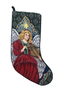 Fili vintage Angelo Agopuntura Natale Calze Oro 18" Velluto Verde Retro - Foto 1 di 7