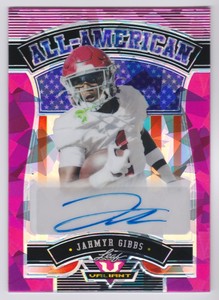 2023 Leaf Valiant Jahmyr Gibbs Pink Crystals All-American Auto 3/5 Alabama Lions