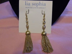 Lia Sophia Gold Colored Dangle Cut Crystals "Dancing Queen Pierced Earring NWT - Picture 1 of 1
