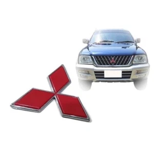 Rejilla delantera logo para MITSUBISHI STRADA 1997-07 borde cromado tamaño 10cm rojo - Imagen 1 de 4