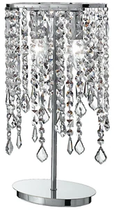 Lampada da tavolo lumetto lume cromata cristalli pendente metallo cristallo E14 - Imagen 1 de 5