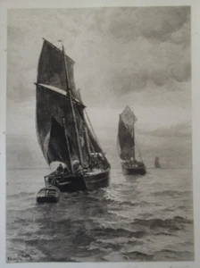 Rare Antique Maritime Etching Signed ALEXANDRE L GRAVIER After William E Norton - Picture 1 of 16