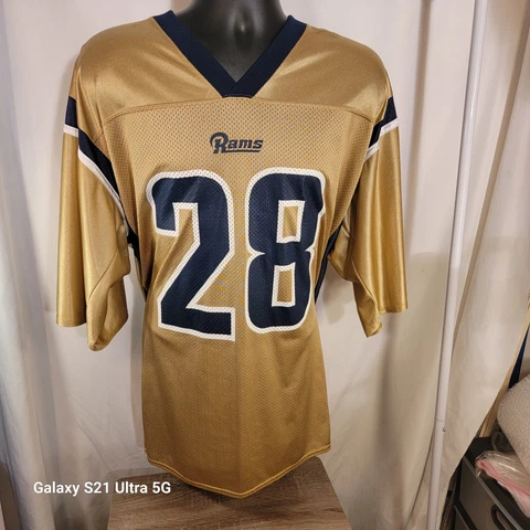 Vintage Reebok-Men's Gold NFL St. Louis Rams #28 Marshall Faulk Jersey size XL Cover