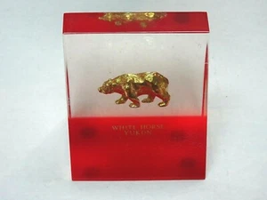 Vintage White Horse Yukon Lucite Paper weight w/Gold Bear In center Canada - Picture 1 of 3