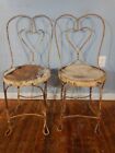 Set of 2 Wrought Iron Ice Cream Parlor Chair Bar Stool Heart Back need seats