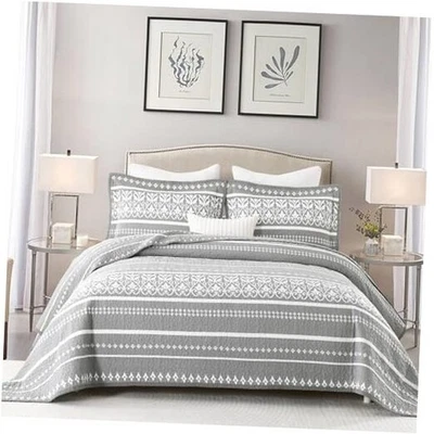Juego de Edredón Boho,Colcha Tamaño 100% Algodón Gris Juego de Edredón Bohemio King Gris Claro Foto 1 de 4