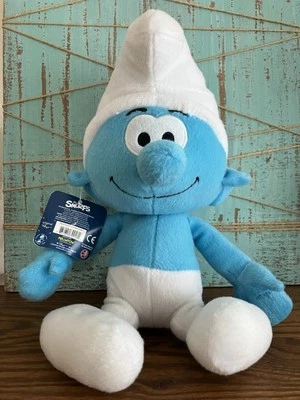 Nanco Smurfs Plush Happy Blue White Stuffed Animal TV Character Standing 9 inch - Image 1 of 4