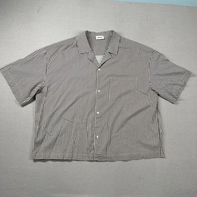Elwood Shirt Mens 2xl Loop Collar Oversized Camp Boxy Brown Striped Relaxed - Image 1 of 4