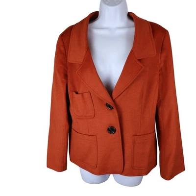 Lafayette 148 Loro Piana Sz 10 Orange Sienna Rich Wool Angora Blazer Jacket  - Image 1 of 4