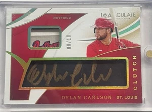 Dylan Carlson 2020 Immaculate Clutch Rookie Game-Used Patch Autograph /10 SP - Picture 1 of 2