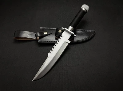 Cuchillo Commando - Herramienta D2 Acero con Funda de Cuero - Cuchillo Réplica Película Foto 1 de 4