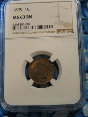 1899  NGC MS63 BN 1899 One Cent - Indian Head Penny  #I 3 - Image 1 of 4