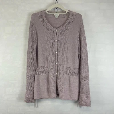 Cárdigan Suéter Sundance Tejido Algodón Polvoriento Malva Botón Delantero Para Mujer Talla L Foto 1 de 4