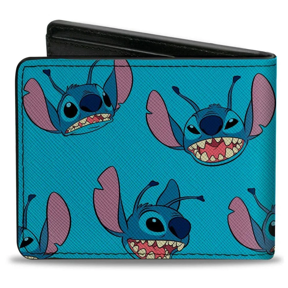 Lilo and Stitch Expressions Scattered Dark Blue Bifold Wallet Buckle Down - Image 1 of 1