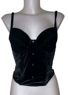 Vtg 90s Victoria’s Secret Sz XS Womens Black Velvet Witchy Grunge Cami Tank Top - Image 1 of 4