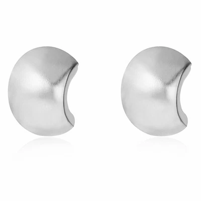 Argento Sterling Spazzolato Mezzo Cerchio Cupola Quadrato Orecchini a Goccia - Immagine 1 di 4