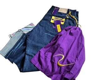 Silversilk Purple Label Jeans Men's 42 X 34 Denim Striped Cuff Relaxed NWT NEW - Picture 1 of 6
