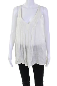 Calypso Saint Barth Womens Linen Scoop Neck Sleeveless Tank Top White Size M - Picture 1 of 6