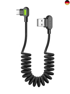mcdodo Kurz USB-C Kabel Spiralkabel: 90 Grad 20cm Zertifiziert Schnellladekabel - Bild 1 von 4