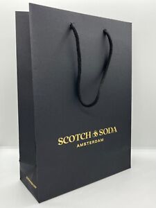 Scotch & Soda Gift Shopping Bag 11" x 8" x 3.5" Black Gold Handles, New