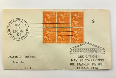 United States Postage Benjamin Franklin 1938 FDC #803 First Day of Issue EE283 - Image 1 of 4