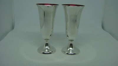 JUEGO VINTAGE DE DOS VASOS GORHAM PLATA ESTERLINA ESMALTE CHUPITO 2 3/4" ALTO 1.28 Foto 1 de 4