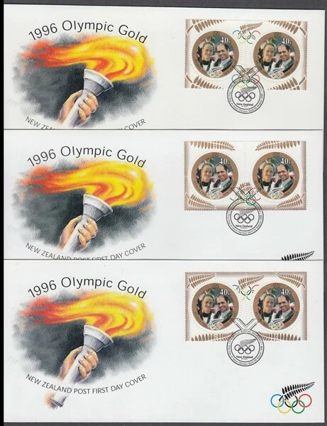 NUEVA ZELANDA 1996 ORO OLÍMPICO FDC (x3) “HOJA 6” (ID:14/D23241) Foto 1 de 1