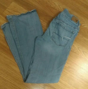 American Eagle Supper Stretch Double Button Women's Denim Jeans Medium Wash Sz 8 - Picture 1 of 11