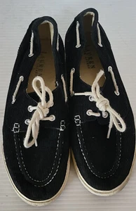 RALPH LAUREN Womens Lace Up Corduroy Black Sneakers Shoes Size 10B - Picture 1 of 6