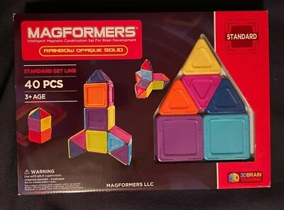 Magformers 40-Piece Rainbow Opaque Solid Standard Set Line - NIB - Image 1 of 4