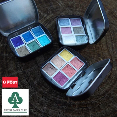 Handmade Metallic Watercolour Paints, Shimmer Watercolours - Half Pans  - image 1 of 4