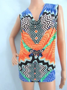 Maglione maglia senza maniche CALVIN KLEIN taglia 2X arancione/multi geometrico - Foto 1 di 4