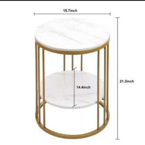 Unho Round Coffee Table - Marble with Gold Frame - Picture 1 of 4