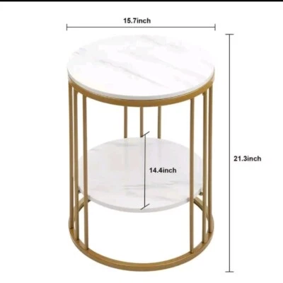 Unho Round Coffee Table - Marble with Gold Frame - Image 1 of 4