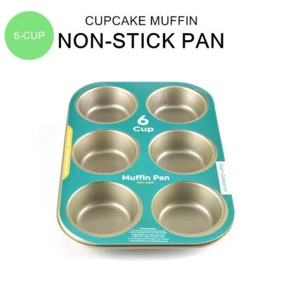 6 Cup Muffin Cupcake Pan Tray Tin Cake Non-Stick Baking Bakeware Dish Cookie - image 1 of 4