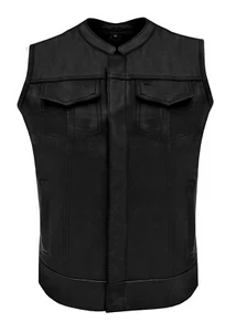 Black Women's Genuine Leather Vest Motorcycle rider Gun Pockets Club vest - Picture 1 of 6